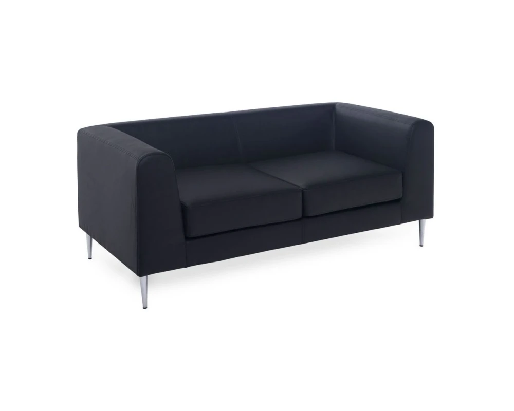 Диван 2-х местный Eva Up хром Кожа/Экокожа, Черный