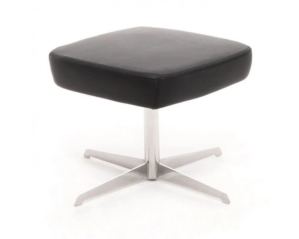 Пуф Vento на крестовине Натуральная кожа, Черный