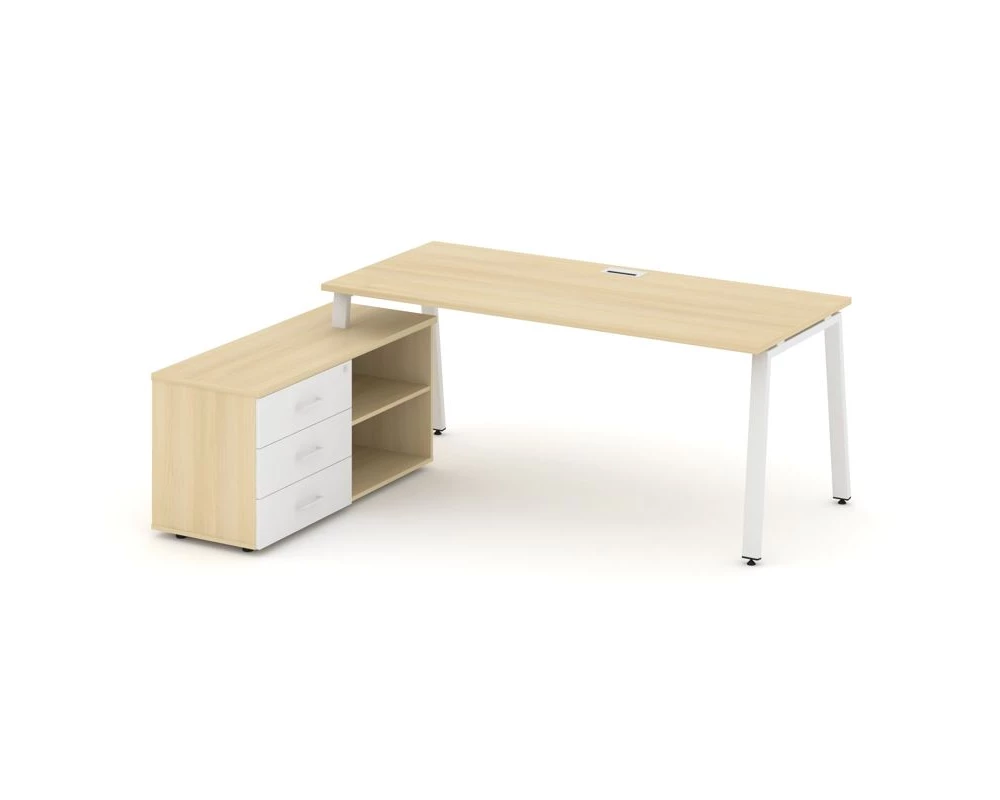 Стол письменный с греденцией левой на А-образном каркасе 1580x1480x750 Style Project Direct