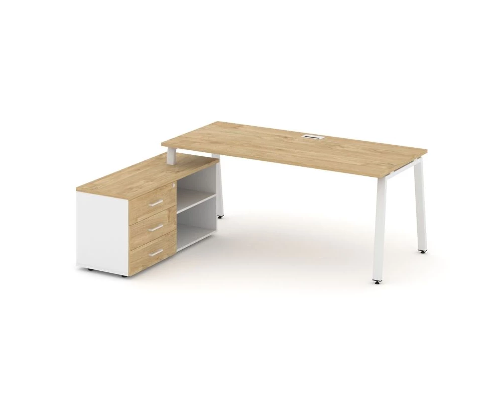 Стол письменный с греденцией левой на А-образном каркасе 1580x1580x750 Style Project Direct