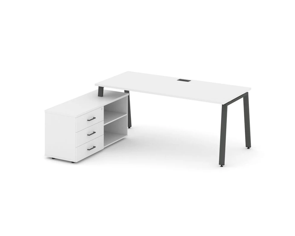 Стол письменный с греденцией левой на А-образном каркасе 2180x1480x750 Style Project Direct