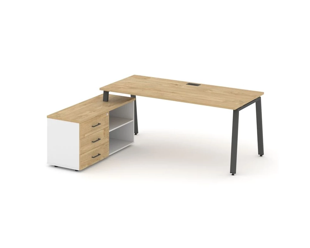 Стол письменный с греденцией левой на А-образном каркасе 2180x1480x750 Style Project Direct