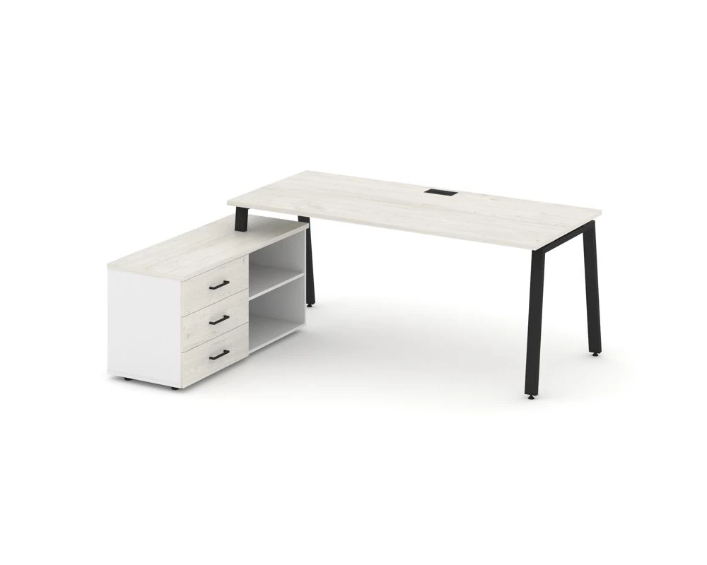 Стол письменный с греденцией левой на А-образном каркасе 2180x1480x750 Style Project Direct