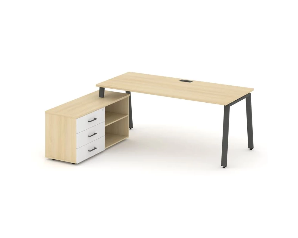 Стол письменный с греденцией левой на А-образном каркасе 2180x1580x750 Style Project Direct