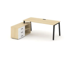 Стол письменный с греденцией левой на А-образном каркасе 2180x1580x750 Style Project Direct images