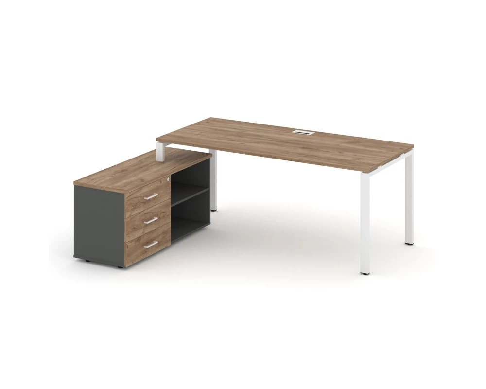 Стол письменный с греденцией левой на П-образном каркасе 1580x1480x750 Style Project Direct