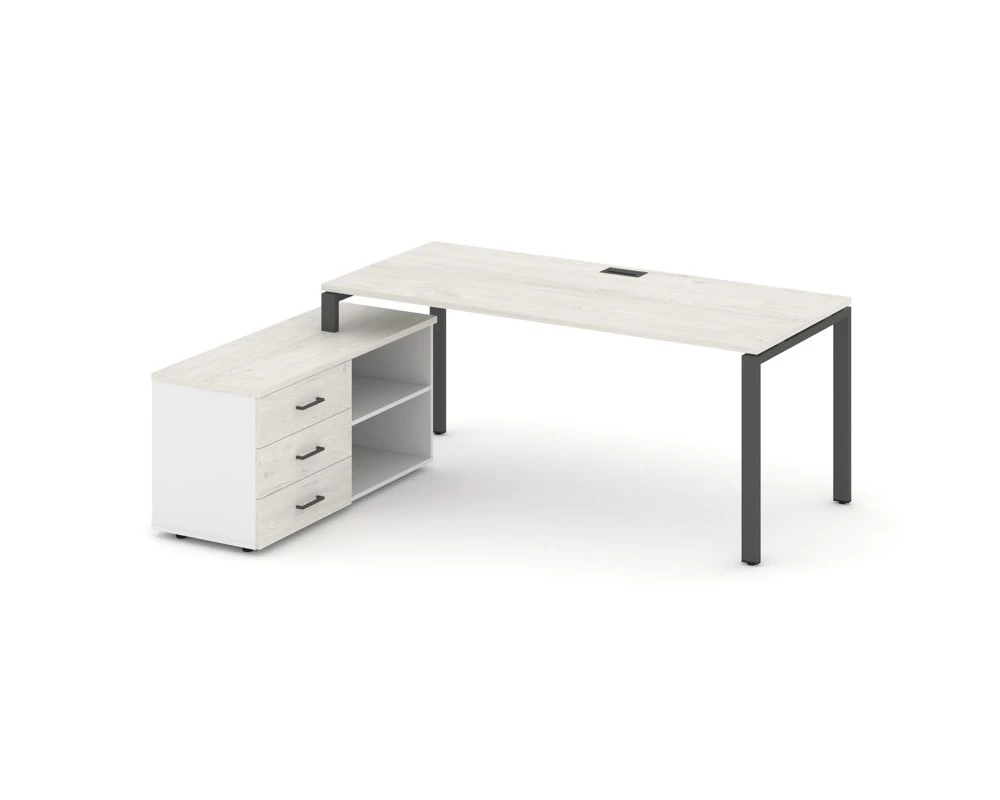 Стол письменный с греденцией левой на П-образном каркасе 1580x1480x750 Style Project Direct