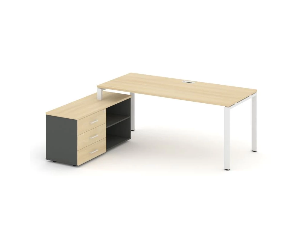 Стол письменный с греденцией левой на П-образном каркасе 1980x1480x750 Style Project Direct