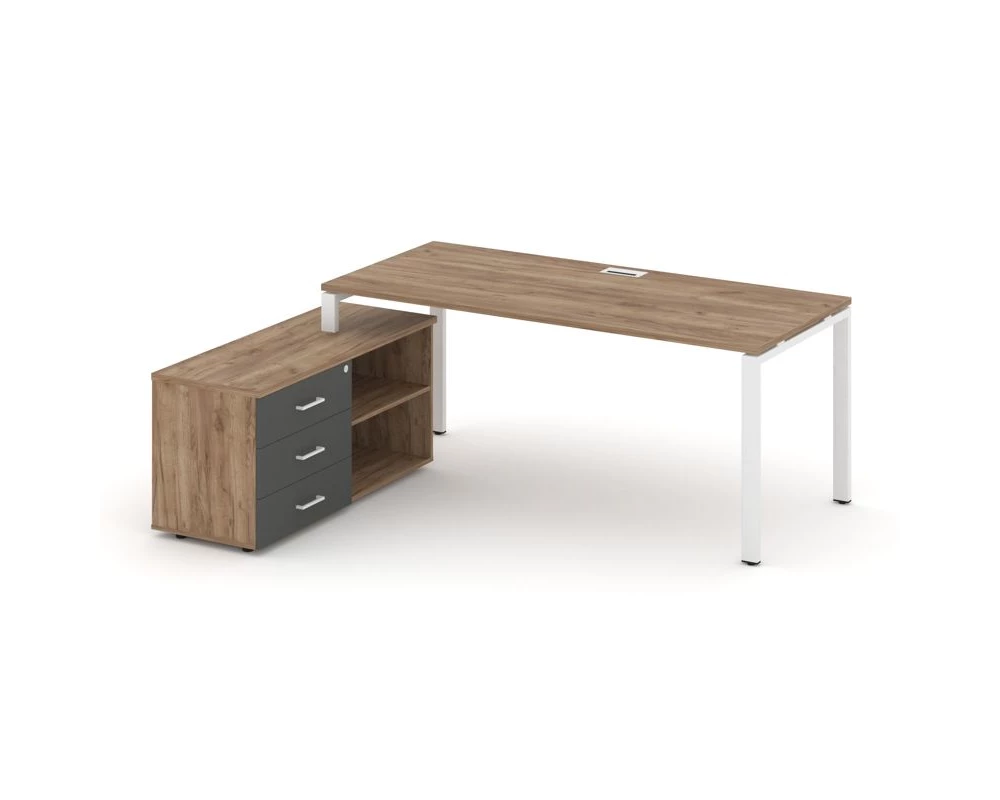 Стол письменный с греденцией левой на П-образном каркасе 1980x1580x750 Style Project Direct