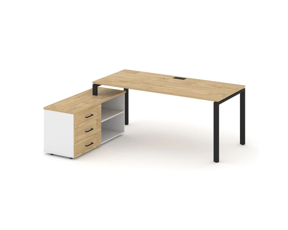 Стол письменный с греденцией левой на П-образном каркасе 1980x1580x750 Style Project Direct