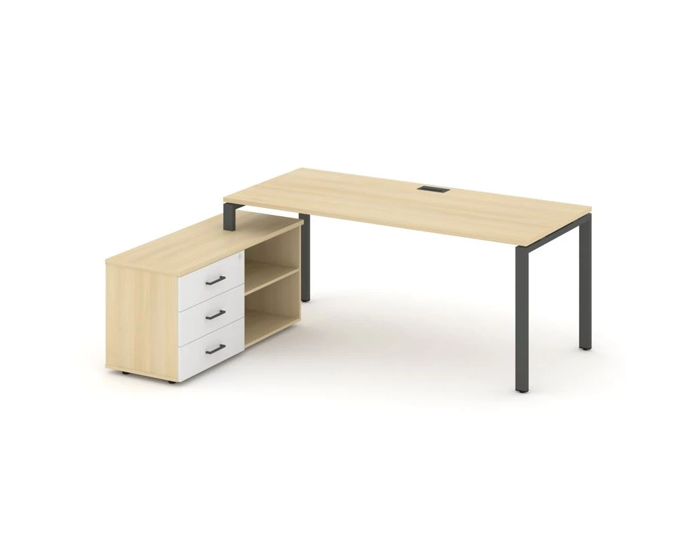 Стол письменный с греденцией левой на П-образном каркасе 2180x1480x750 Style Project Direct