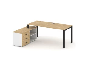 Стол письменный с греденцией левой на П-образном каркасе 2180x1480x750 Style Project Direct images