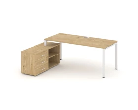 Стол письменный с греденцией левой на П-образном каркасе 2180x1580x750 Style Project Direct images