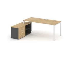 Стол письменный с греденцией левой на П-образном каркасе 2180x1580x750 Style Project Direct images