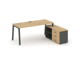 Стол письменный с греденцией правой на А-образном каркасе 1980x1480x750 Style Project Direct images