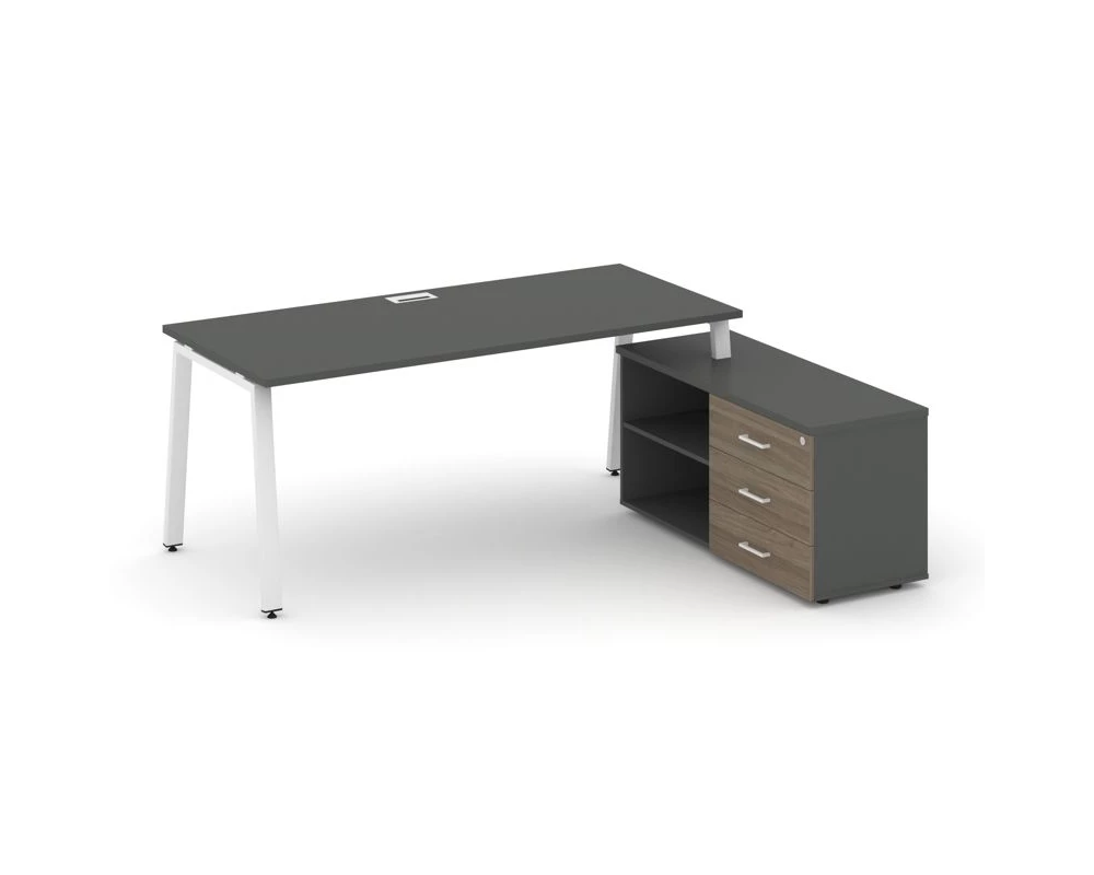 Стол письменный с греденцией правой на А-образном каркасе 1980x1480x750 Style Project Direct