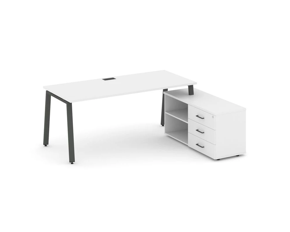 Стол письменный с греденцией правой на А-образном каркасе 1980x1480x750 Style Project Direct