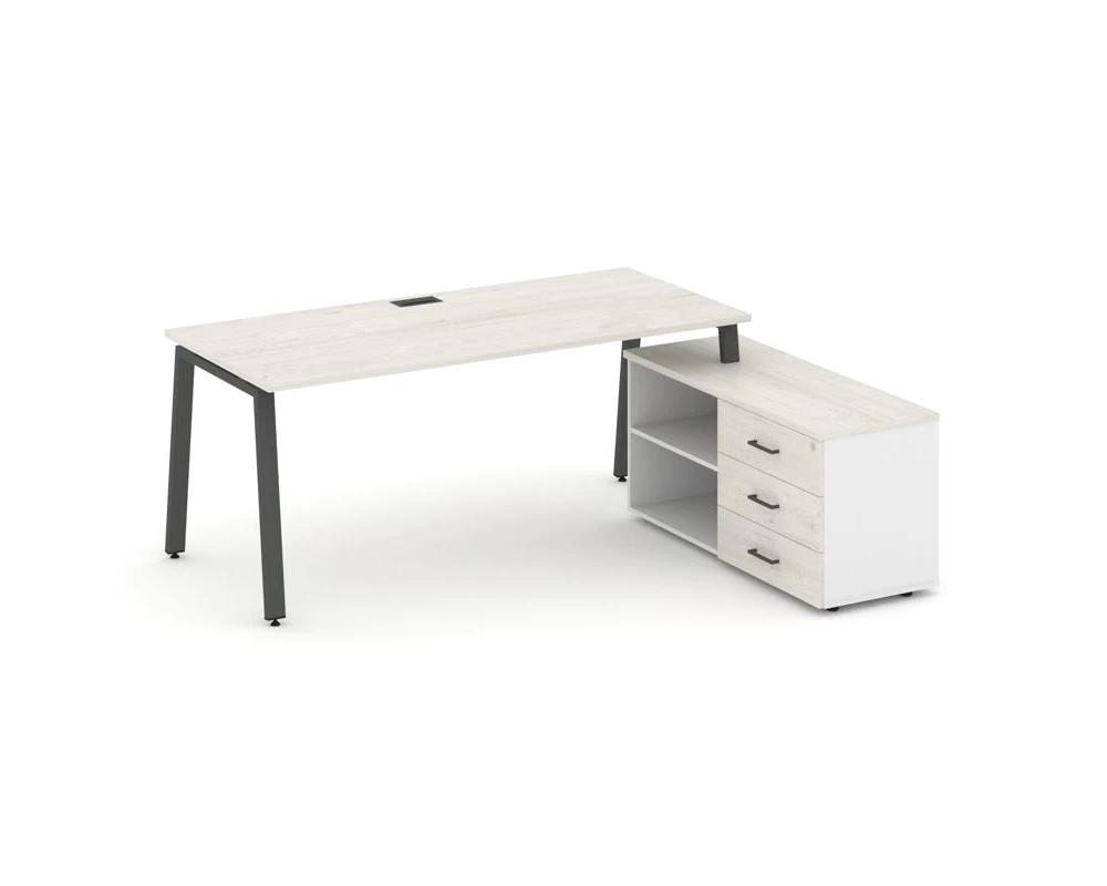 Стол письменный с греденцией правой на А-образном каркасе 1980x1480x750 Style Project Direct