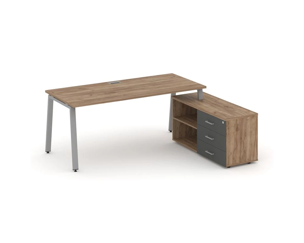 Стол письменный с греденцией правой на А-образном каркасе 1980x1480x750 Style Project Direct