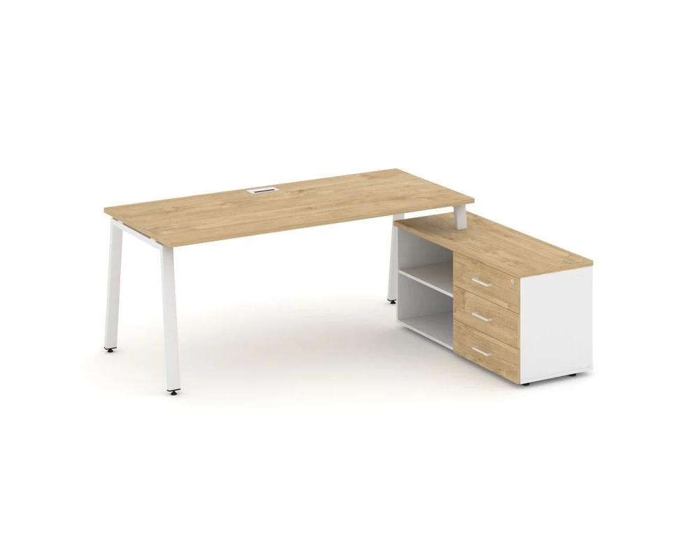 Стол письменный с греденцией правой на А-образном каркасе 1980x1480x750 Style Project Direct