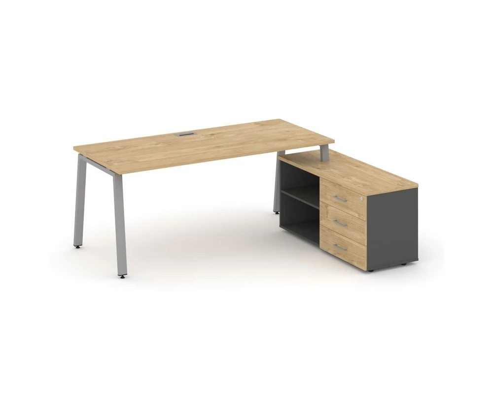 Стол письменный с греденцией правой на А-образном каркасе 1980x1480x750 Style Project Direct