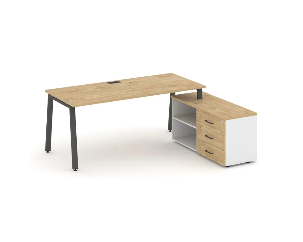 Стол письменный с греденцией правой на А-образном каркасе 1980x1480x750 Style Project Direct