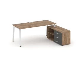 Стол письменный с греденцией правой на А-образном каркасе 2180x1480x750 Style Project Direct images