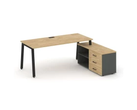 Стол письменный с греденцией правой на А-образном каркасе 2180x1480x750 Style Project Direct images