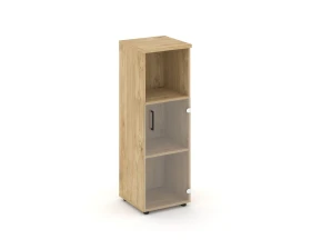 Шкаф средний узкий правый прозр. стекло с нишей 400x400x1203 зад. стенка HDF Стайл Проджект / Style Project images