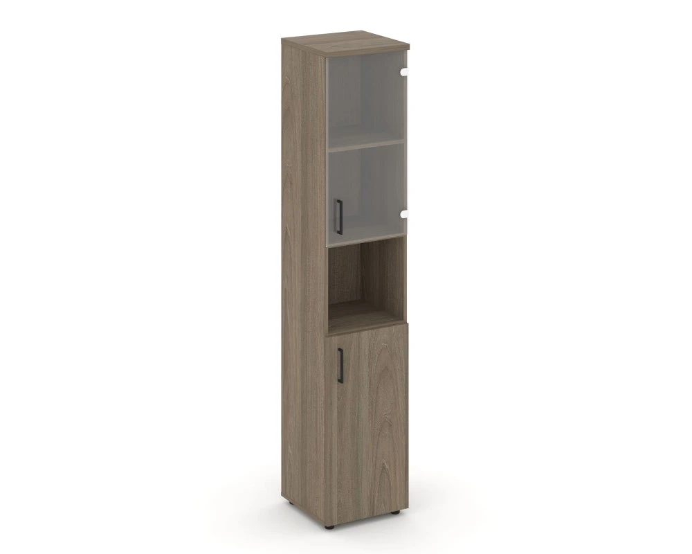 Шкаф высокий узкий с нишей прозр. стекло правый 400x400x1982 зад. стенка HDF Стайл Проджект / Style Project