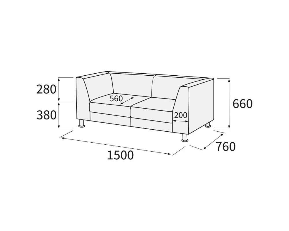 Диван 2-х местный Омега-люкс